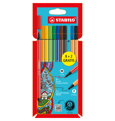 Faserschreiberetui Pen68 8ST+2ST Point88