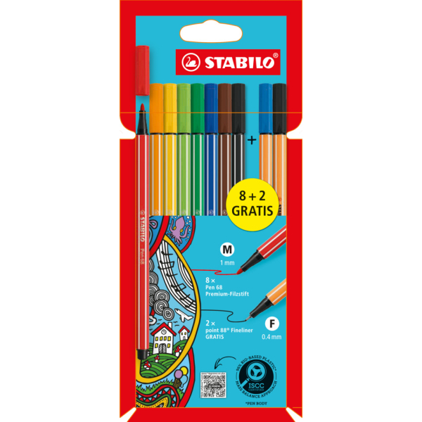 Stabilo Faserschreiberetui Pen68 8ST+2ST Point88 4006381632218 Stabilo