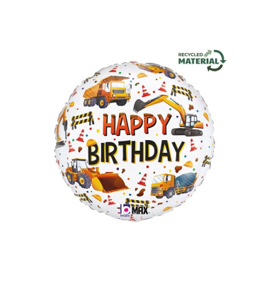 Folienballon Birthday Baustelle 46 cm
