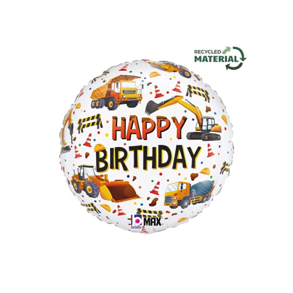 Grabo Folienballon Birthday Baustelle 46 cm 8055513264687 Grabo
