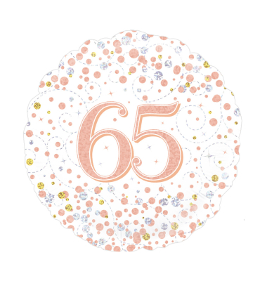 Folienballon Zahl 65 wei&szlig; & rose gold