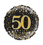 Folienballon Zahl 50 schwarz & gold 46cm