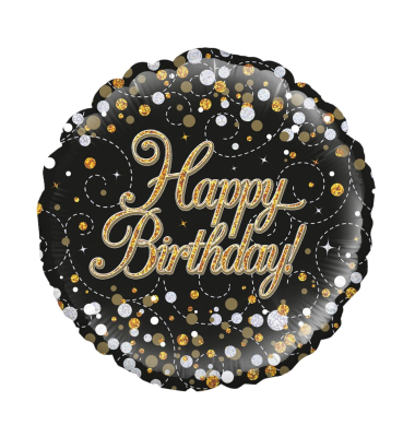 Folienballon Birthday schwarz&gold 46cm