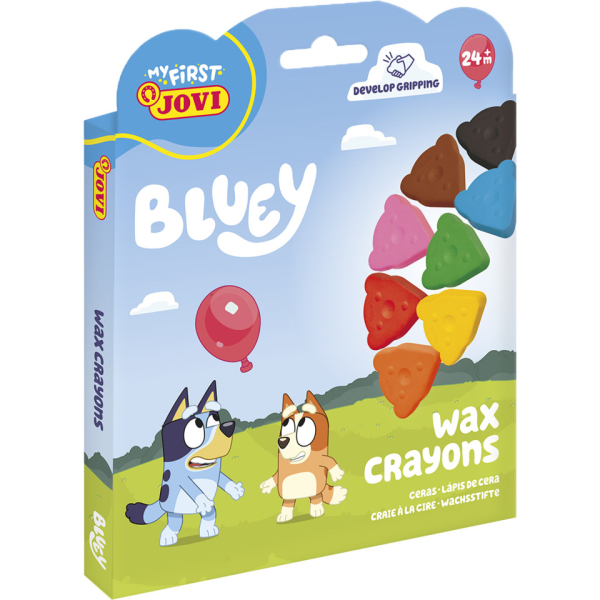 Jovi Wachsmalstifte Bluey, BL948-JV, farbig sortiert, Bärengesicht, - 8412027036276 Jovi