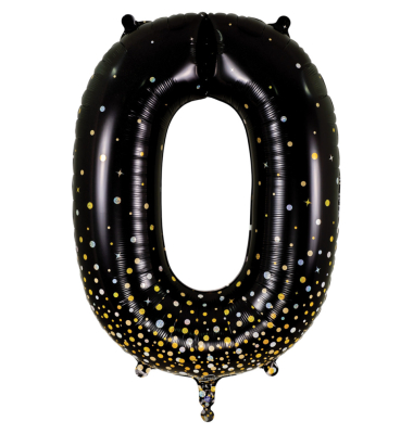 Folienballon Zahl 0 Black & Gold 86 cm