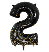 Folienballon Zahl 2 Black & Gold 86 cm