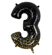 Folienballon Zahl 3 Black & Gold 86 cm