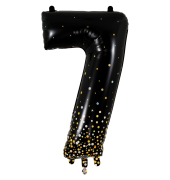 Folienballon Zahl 7 Black & Gold 86 cm