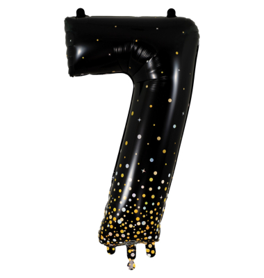 Folienballon Zahl 7 Black & Gold 86 cm