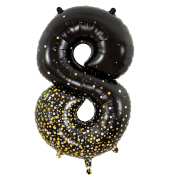 Folienballon Zahl 8 Black & Gold 86 cm