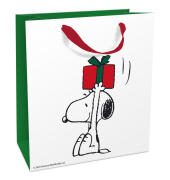Geschenktasche 1668-26554, Weihnachten, mit Trageband, Snoopy, 18cm x 21cm