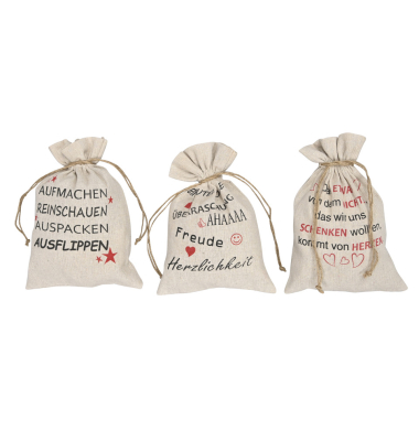 Weihnachtlicher Jutesack Spruch sortiert