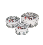 Weihnachtlicher  Keksdose B&auml;ume u. Hirsche rund