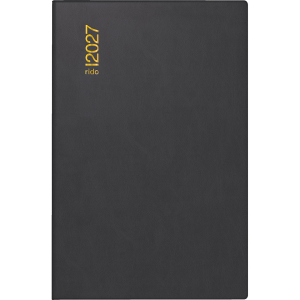 Rido Taschenkalender 70-16 212 907, Industrie II, schwarz, 2 Tage / 1 Seite, 7,5x11,2cm (A7), 2027 4003273793828 Rido
