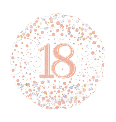 Folienballon Zahl 18 wei&szlig; & rose gold