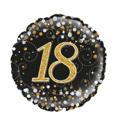 Folienballon Zahl 18 schwarz & gold 46cm