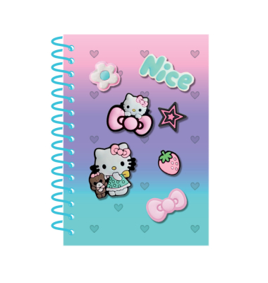 Notizbuch 13136PTR, Hello Kitty & Kuromi, rosa-lila-t&uuml;rkis, A5, kariert, 80g, 100 Blatt / 200 Seiten
