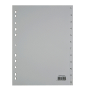 Kunststoffregister 1529, 1 bis 12, A4, 120&micro;m, graue Taben, 12-teilig