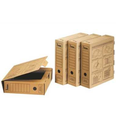 Archivbox 96900NA, A4, braun, innen 28,5x7,5x32cm (TxBxH), Wellpappe
