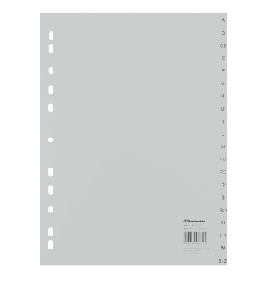 Kunststoffregister 1524, A bis Z, A4, 120&micro;m, graue Taben, 20-teilig