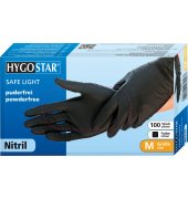 Einweghandschuhe Hygostar Safe Light, Nitril, lebensmittelecht, schwarz, Gr&ouml;&szlig;e XL,