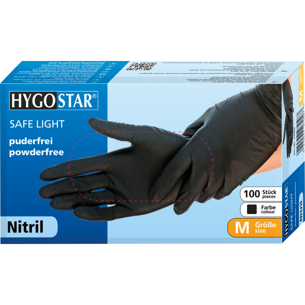 Franz Mensch Einweghandschuhe Hygostar Safe Light, Nitril, lebensmittelecht, schwarz, Größe XL, 4015544270082 Franz Mensch 100 Stück