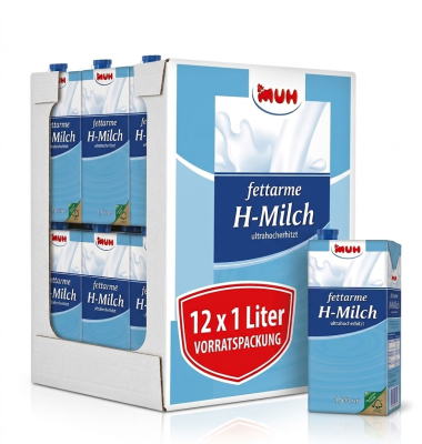 H-Milch 588652, 1,5% Fett, 12x 1 Liter, im Tetrapack