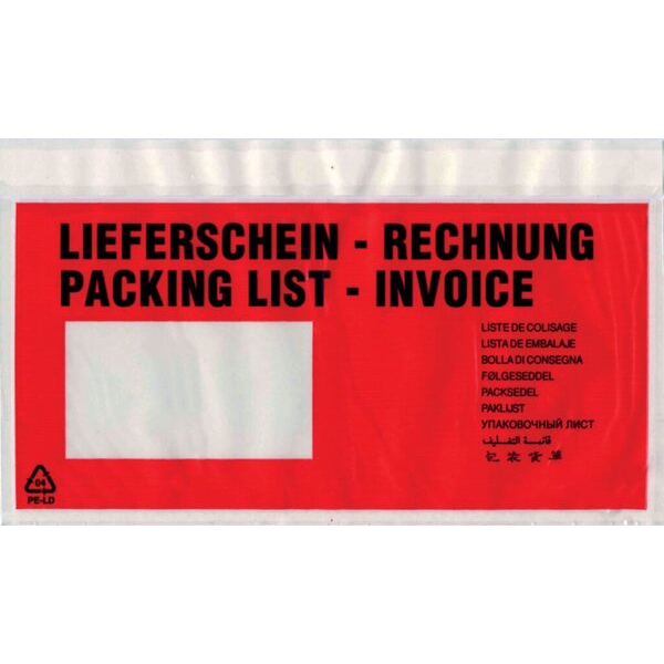 UNIPACK Begleitpapiertaschen UNIPACK 722V0000101 DIN lang selbstklebend  4016737010317 UNIPACK 500 Stück