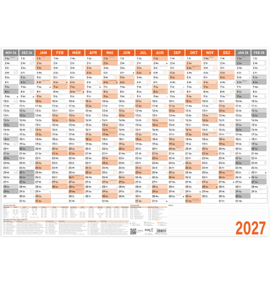 Wandkalender 2917/27, 16 Monate / 1 Seite, 84,1x59,4cm (A1 quer), 2027
