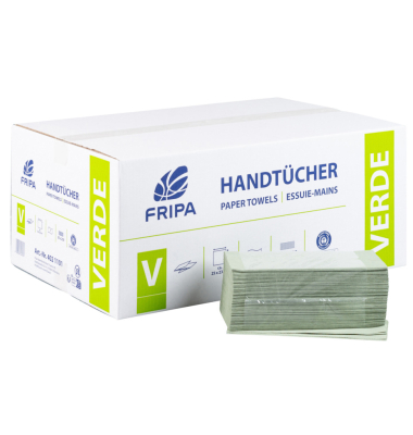 Falthandt&uuml;cher Verde 4021101, 25x23cm, 1-lagig, Zickzack (V-Falz), gr&uuml;n, Recyclingpapier