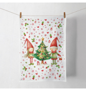 Weihnachtlicher Geschirrtuch Elfen am Baum