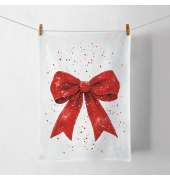 Weihnachtlicher Geschirrtuch rote Schleife