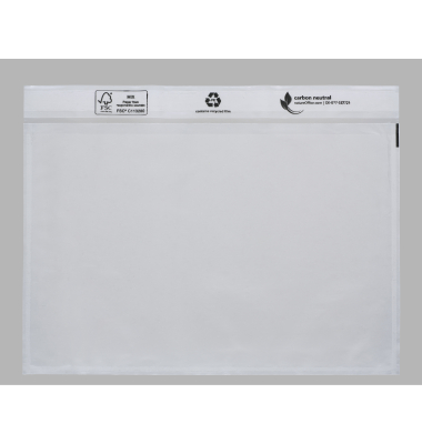 Dokumententasche - 522V0005021, C5, transparent, Polyethylen, 100 % recycelt, Anklebeverschluss
