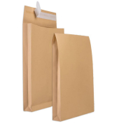 Faltentaschen 307500, E4, ohne Fenster, haftklebend, 40mm-Falte, 140g, braun