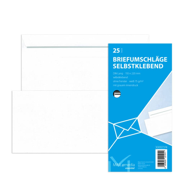 MailMedia Briefumschlag 30002374, Din Lang, ohne Fenster, selbstklebend, 75g, weiß 4003928221911 MailMedia 25 Stück