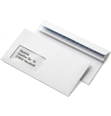 Briefumschlag 222150, Din Lang, mit Fenster, selbstklebend, 80g, wei&szlig;