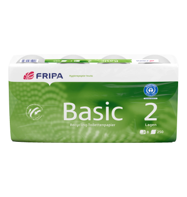 Toilettenpapier Basic 1510805, 2-lagig, wei&szlig;, 250 Blatt / Rolle,