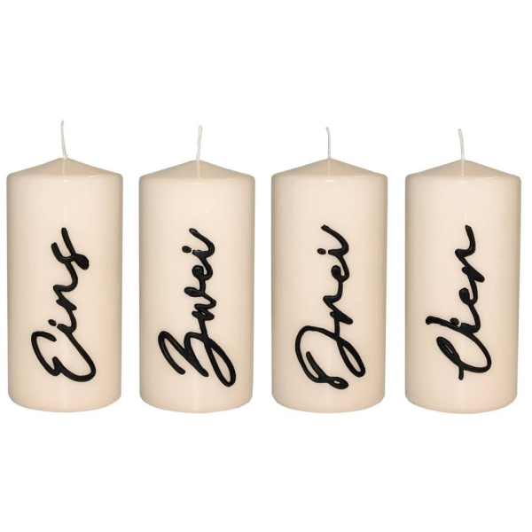Alpedia Adventsstumpen-Kerze 4ST eins-vier creme 4009406843828 Alpedia