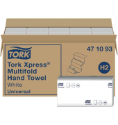 Falthandt&uuml;cher H2 Xpress Universal 471093, 21,3x23,4cm, 1-lagig, Interfold-Falz (W-Falz), wei&szlig;, Recylingpapier/Tissue