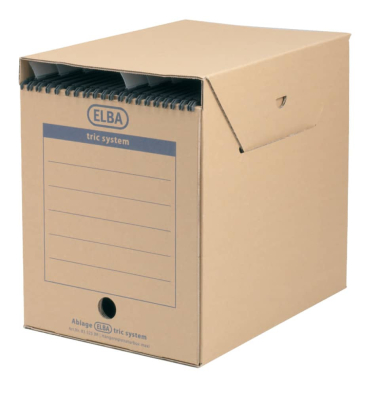Archivbox tric system 100421090, A4, braun, innen 33,3x23,6x30,8cm (TxBxH), Wellpappe