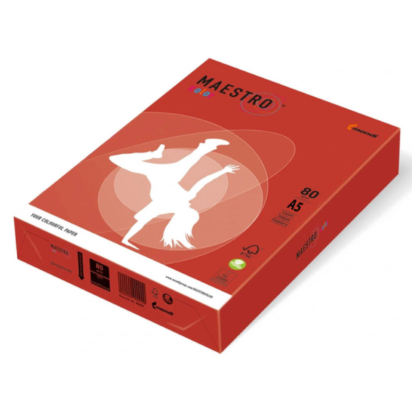 Kopierpapier Maestro Color 9417-CO44AH80B korallenrot A5 80g 500 Blatt 4255704330946 500 Blatt