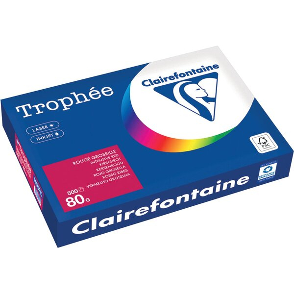 Clairefontaine Kopierpapier Trophee 1895C kirschrot A3 80g 3329680189506 Clairefontaine 500 Stück