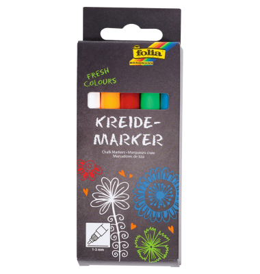 Kreidemarker-Set FRESH COLOURS, 390509, Packung, 5-farbig sortiert, 1-2mm, Rundspitze