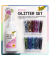589  +1Deko-Kleber 90g Glitterset Flocken 10Ds sort.