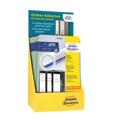 Ordner-Etiketten mit ultragrip, 25 Blatt, wei&szlig; AVERY ZWECKFORM 48672