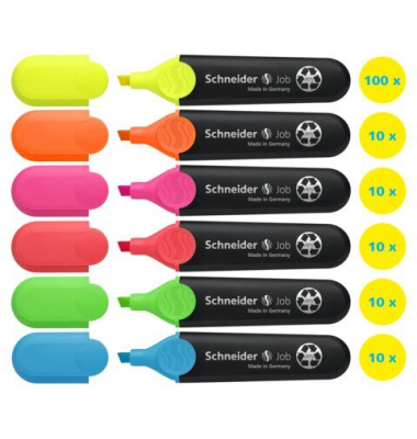 Textmarker Job 150 St&uuml;ck sortiert   Warenpaket SCHNEIDER 50-399476