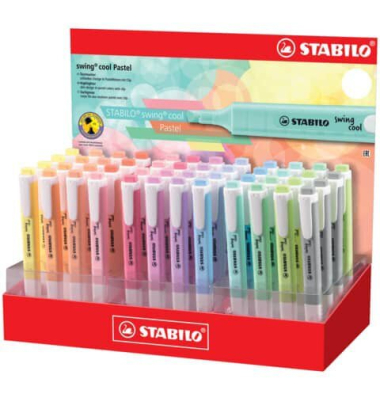 Textmarker swing&reg, cool Pastel Display, 48 Teile sortiert STABILO 27548-8-2