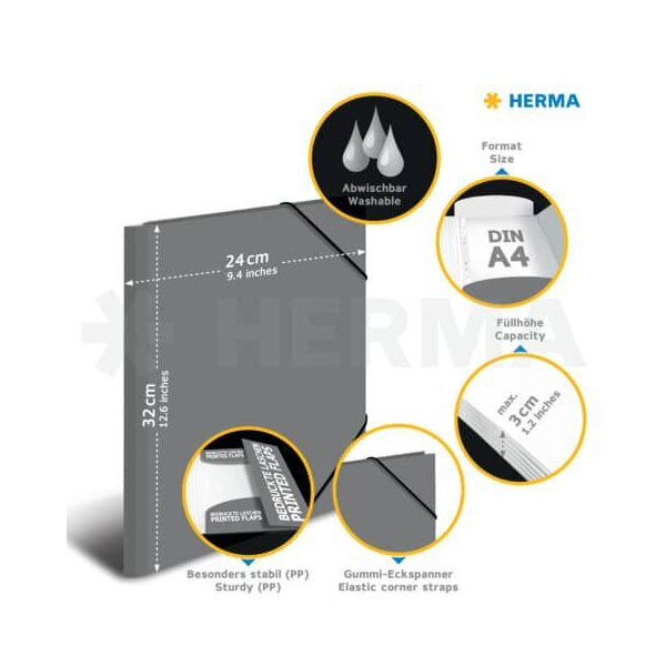 10 Stück Herma Gummizugmappe 19833 4008705198332 Herma