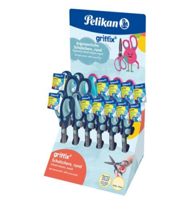 Display Schulschere griffix&reg, - rund, 15cm, sortiert PELIKAN 300007869