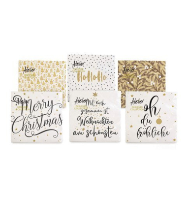 Weihnachtsservietten 1180-24904, farbig sortiert / weihnachtlich, 3-lagig, 33x33cm